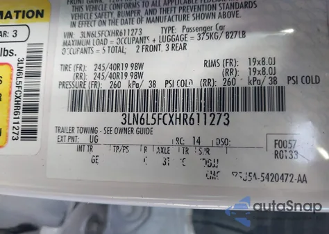 2017 Lincoln Mkz Reserve from USA, damaged, VIN 3LN6L5FCXHR611273